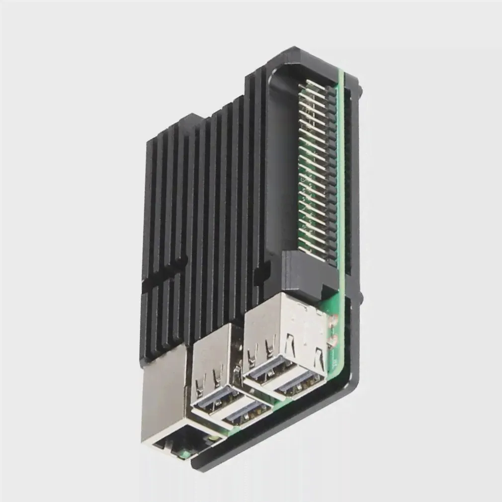 Для Raspberry Pi 4/3 Алюминиевый Корпус с Двойным Охлаждающим вентилятором Металлический Корпус Черный Корпус для RPI Raspberry Pi 4B/3B/3B+