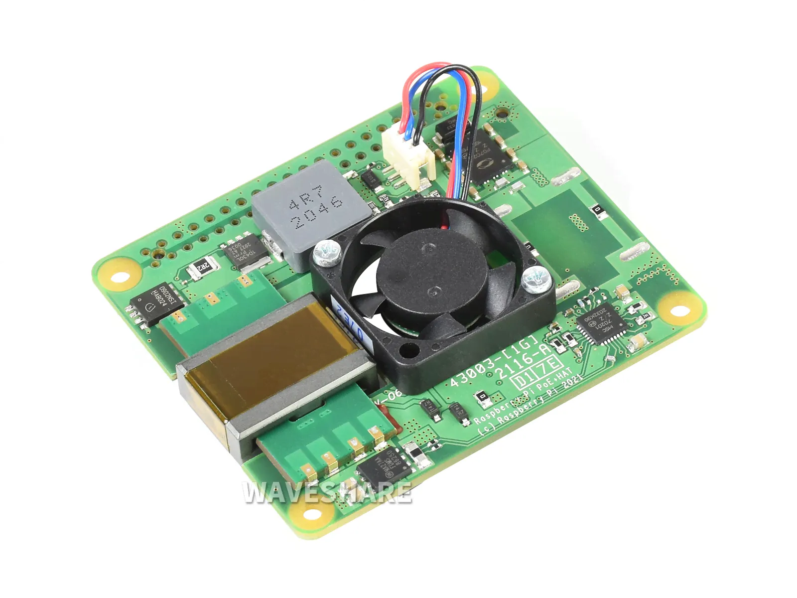 Raspberry Pi PoE+ HAT for Raspberry Pi 3B+/4B, 802.3af/at-compliant
