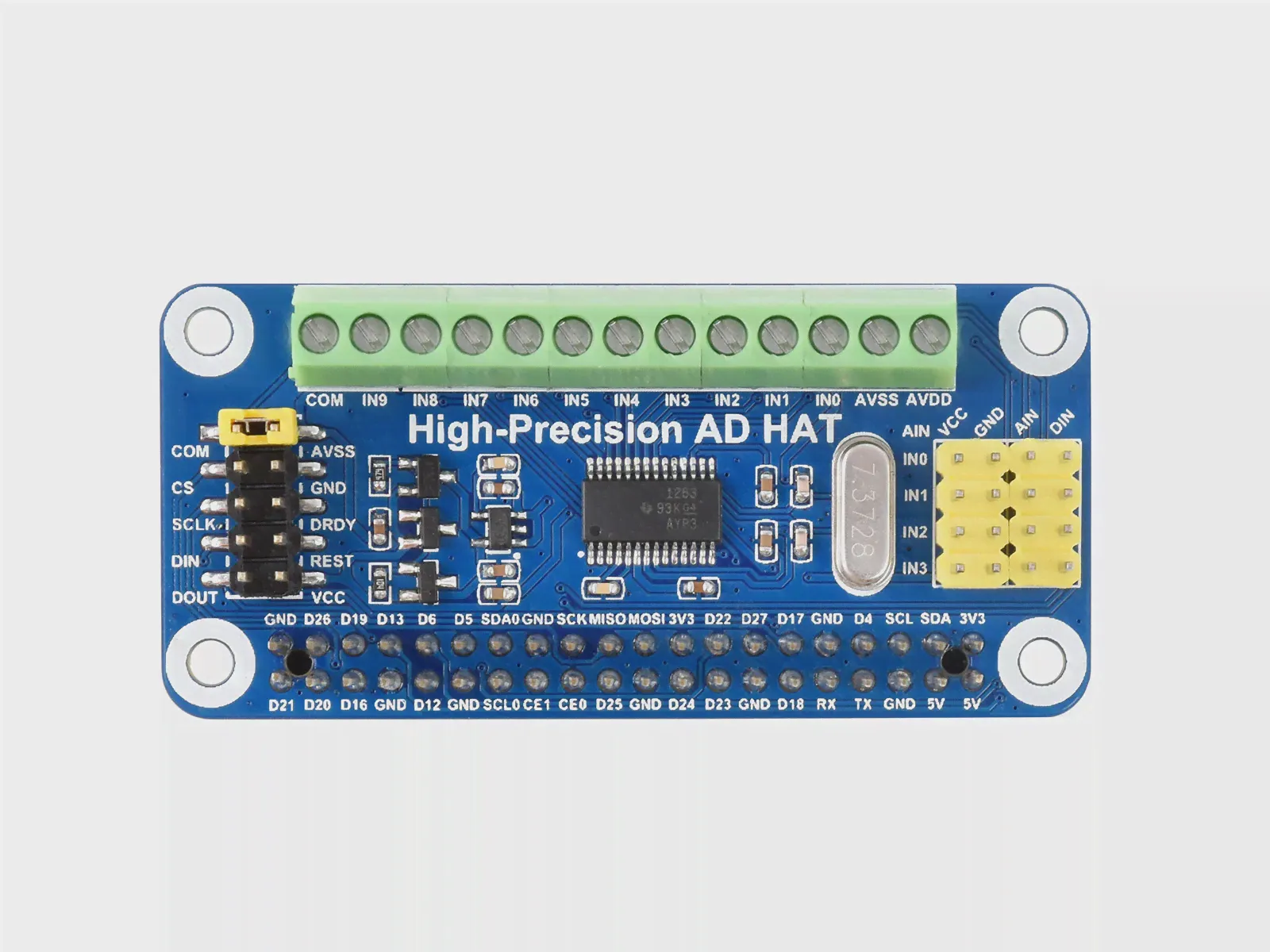 🛍 Высокоточная AD HAT для Raspberry Pi, ADS1263 10-канальный 32-битный АЦП, совместим с Raspberry Pi Series и Jetson Nano-4