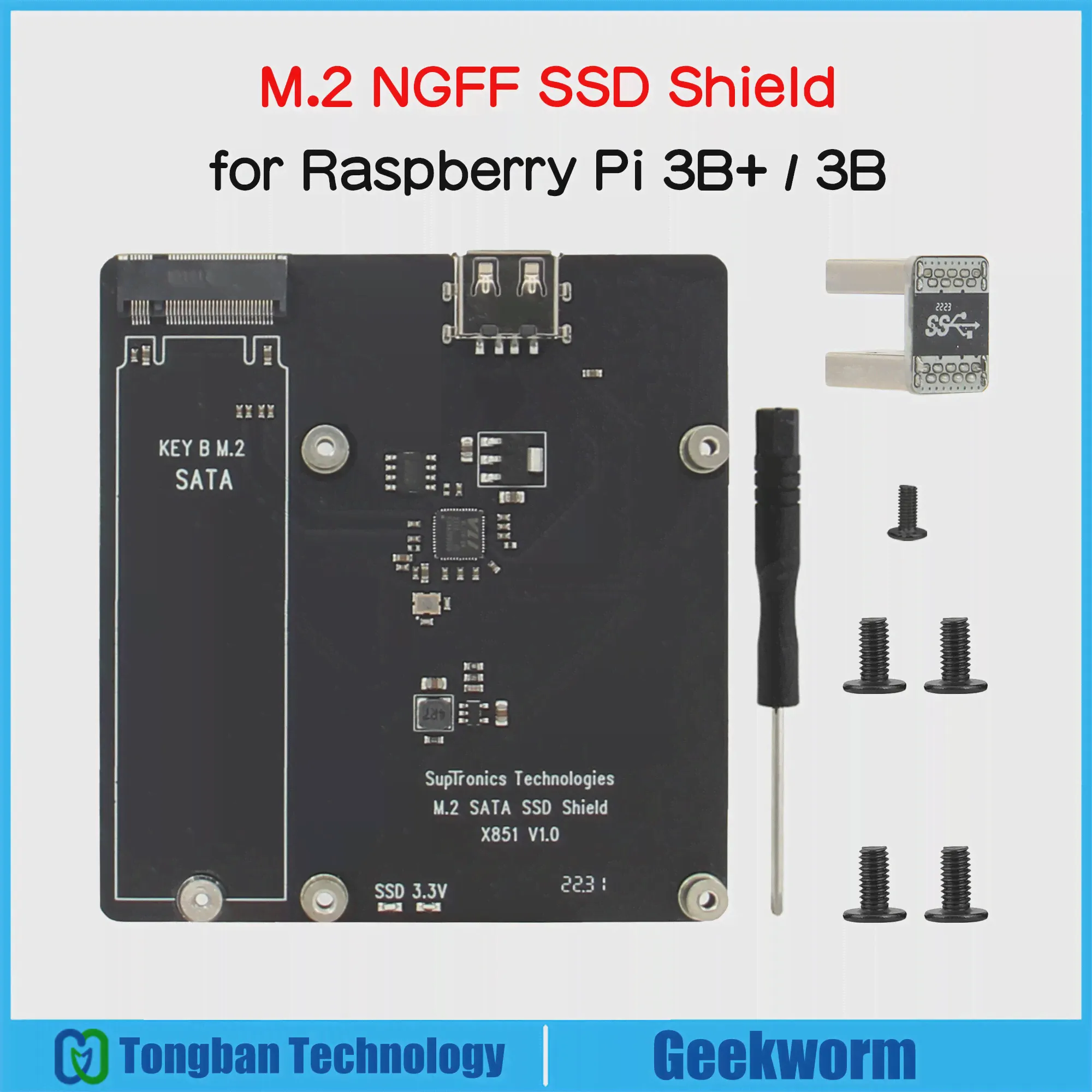 Raspberry Pi X851 M.2 NGFF 2280 SATA SSD Плата Расширения Хранилища NAS для Raspberry Pi 3 B +/3B