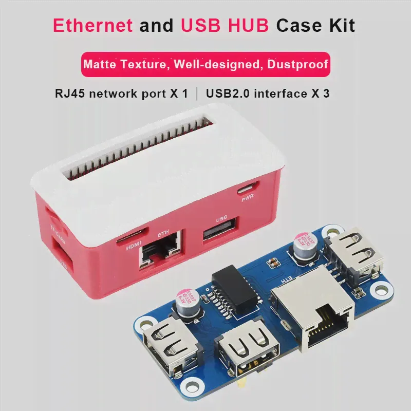 Raspberry Pi Zero 2 Вт Ethernet/USB-концентратор HAT (B) для серии Raspberry Pi 1 x RJ45 3 x интерфейс USB 2.0 для Raspberry Pi Zero