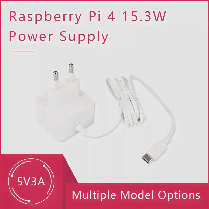 Источник питания Raspberry Pi 4 15,3 Вт USB-C - Официальный и Рекомендуемый адаптер Type-C для Pi4B