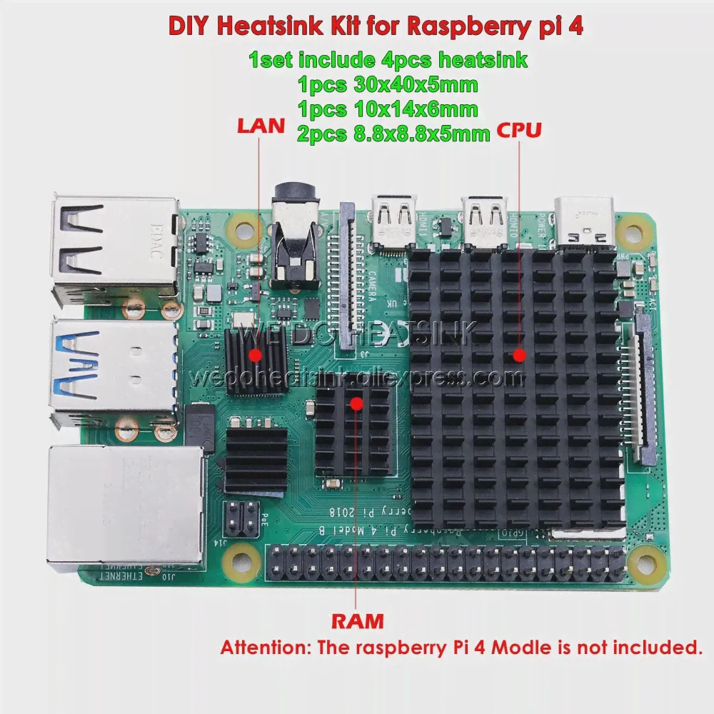 4 шт., радиатор для охлаждения Raspberry Pi 4 Model B (art.: 3920bc83d6063)-3
