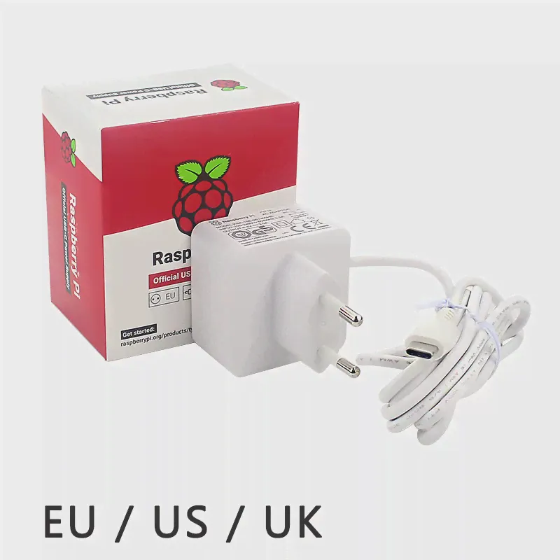 Оригинальный Raspberry Pi 4 Официальный источник питания USB-C 5.1 V 3A, белое зарядное устройство, адаптер питания для Raspberry Pi 4 Model B