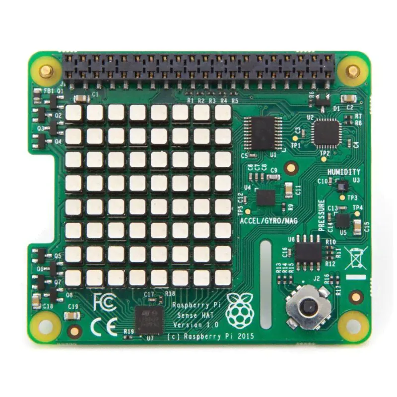 Дополнительный модуль, плата расширения, Sense Hat для Raspberry Pi, датчики ориентации, давления, влажности, температуры